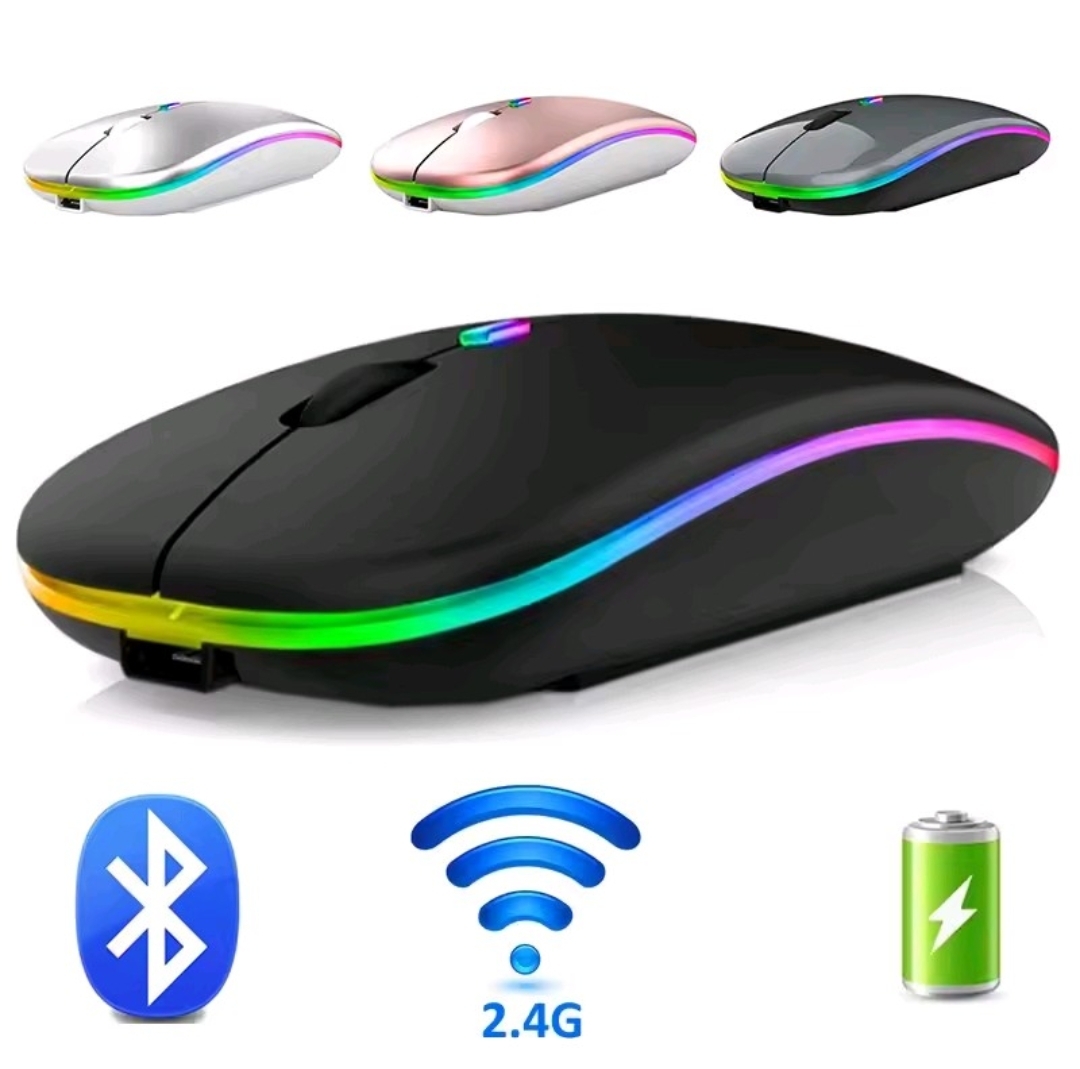 Wireless Bluetooth Mouse 2.4G Dual Modes Rechargeable Mice RGB